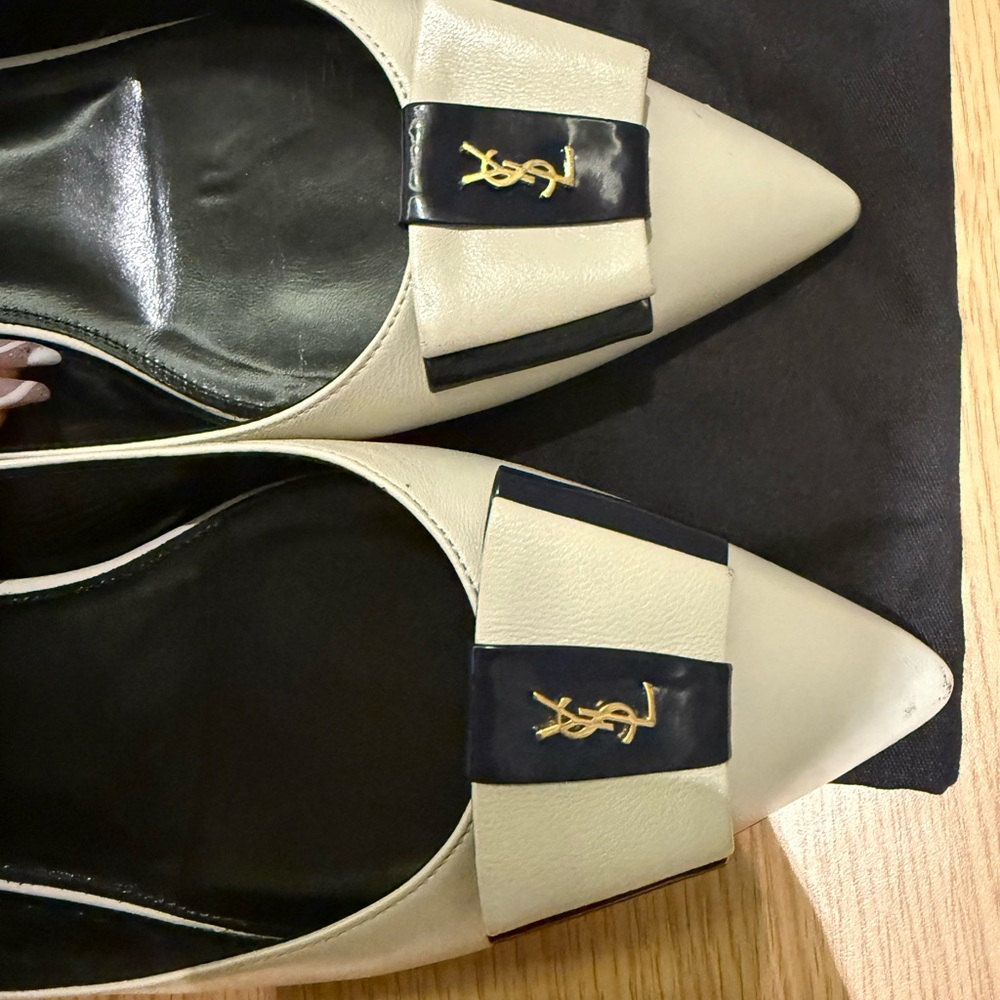 Saint Laurent Anais Bow-Embellished Leather Slingback Flats - Picture 6 of 7